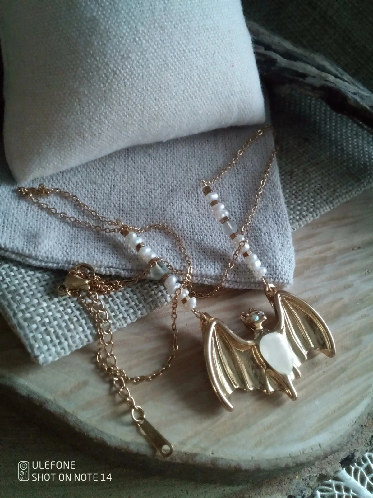 Collier pendentif chauve souris et perle de culture d'eau douce – photo 5